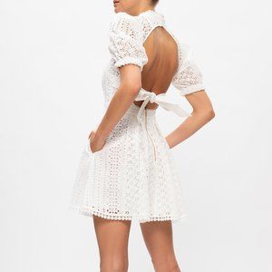 Self Portrait white lace open back mini dress